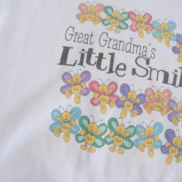 Vintage Jerzees White Great Grandma Colourful Butterfly Crewneck Sweater M - Picture 9 of 12